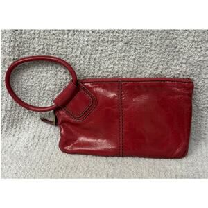 Hobo Red Leather Wristlet Clutch Purse #66576